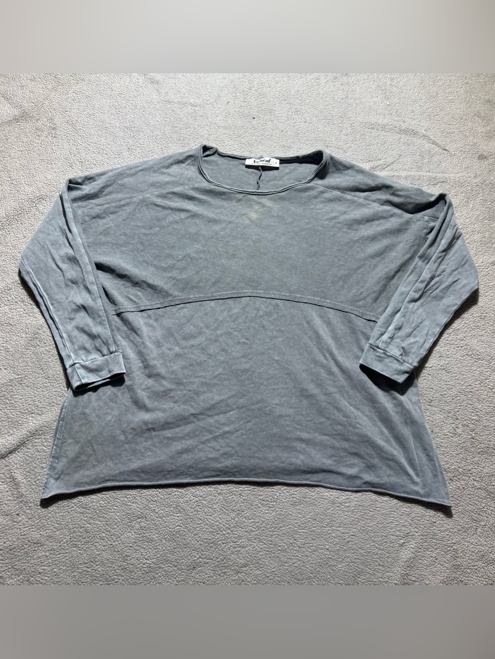 Three Bird Nest Top Womens Small Time Off Terry Knit Pullover Oversized Cotton